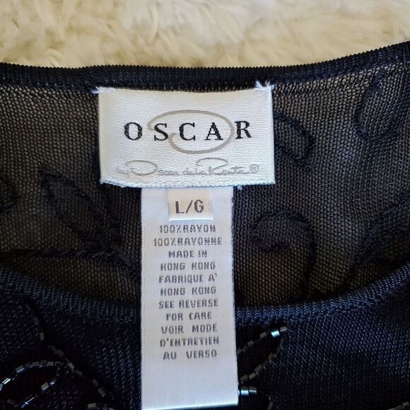 Oscar by Oscar de la Renta Embellished Black Top Size Large - Picture 4 of 7